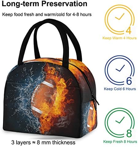 Изолирана торба За ручек Жени - Американска Фудбалска Огнена Вода Голем Истекувачки Ручек Со ремени за рамо за патување На работа