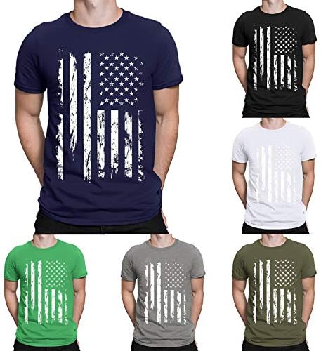 Патриотски кошули за полнхдлт за мажи, Американски патриотски знаме машки кошули, машка патриотска маица Краток ракав на 4 -ти