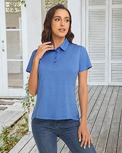 Урмос женска изведба Поло кошула со кратки ракави маица обични голф поло маици за жени атлетски спортски кошули 4-копчиња