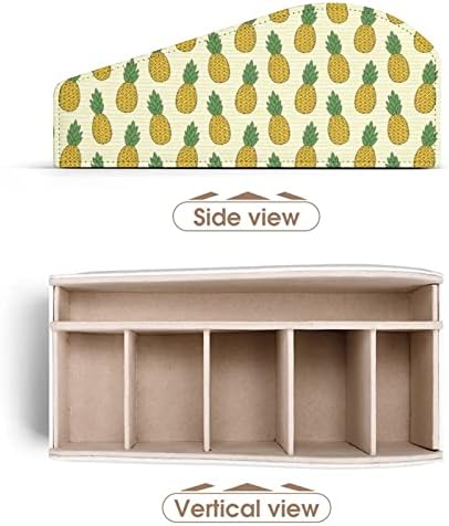 Модели на жолти ананас, далечински управувач PU кожен организатор кутија со 6 оддели за складирање за дневна соба спална соба