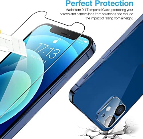 WAASS [2 Пакет] Заштитник На Екранот за iPhone 12 Pro Max [6.7 инчи] + 2 Пакет Заштитник На Објективот На Фотоапаратот, Фолија За Калено Стакло, [9h Цврстина Јасно