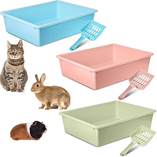 3 Парчиња Пластични Кутии За Отпадоци За Мачки Со Топка Отворете Ја Тавата За Ѓубре За Мачиња Избрани Бои Послужавник За Отпадоци