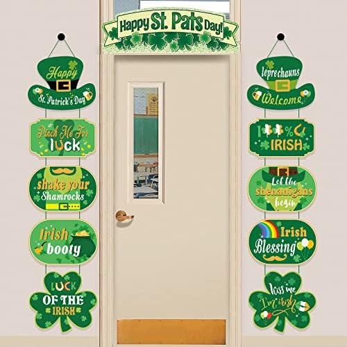 Знак на вратата на вратата на Денот на Свети Патрик, 10 парчиња ирски знак за добредојде со знак за високи капаци на Шамок