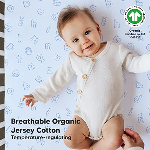 Keababies 2 -пакувања органски креветчиња за момчиња, девојчиња - вграден лист за креветчиња - органски чаршафи за бебиња Неутрални - Бебе креветчиња