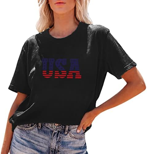 4 -ти јули женски врвови на летни врвови кошули за независност на Денот на независноста за жени американско знаме печатени маички