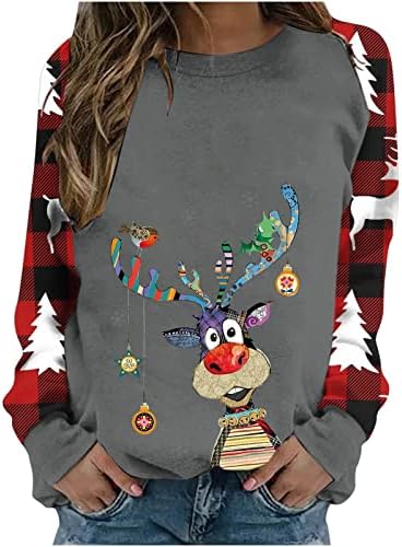 Грд Божиќен џемпер за жени разновиден светлосен пуловер Божиќ, џемпер елк со повеќебојни LED светкави светла