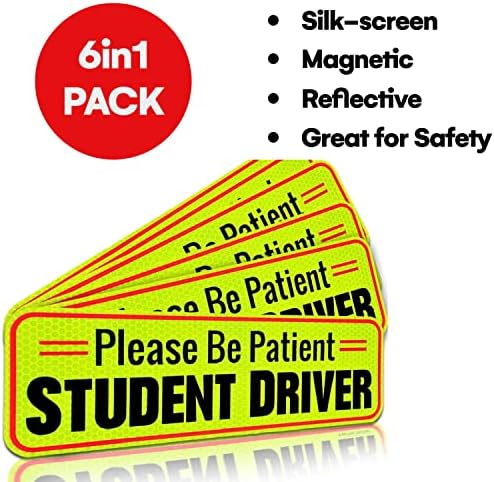 Знаци Орган 6 Парчиња Студентски Возач Автомобил Магнет Рефлектирачки |10 Нов Возач Магнет За Автомобил-Студент Возач Магнет За