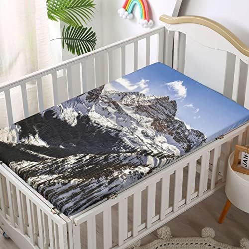 Планини со тематски вграден креветче за креветчиња, стандарден сад за креветчиња, ултра мек материјал-бебешки креветчиња за девојче или