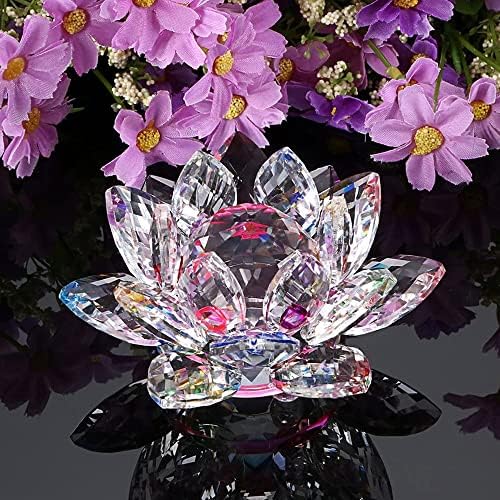 Чист кристален лотос, цвет од кристал со искра со кутија за подароци, рефлексија на нијанси, блескаво, мир, чистота, добра среќа, мудрост,