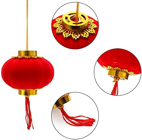 Оклен 32 Спакувајте Мини Црвени Фенери, 2,4х2.2 Собирајќи Црвени Фенери, Среќни Висечки Фенери Декорација За Кинеска Нова Година,
