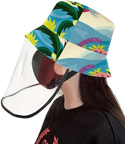 Заштитна капа за возрасни со штит за лице, рибарска капа Анти сонце, цртан филм животински диносаурус палма