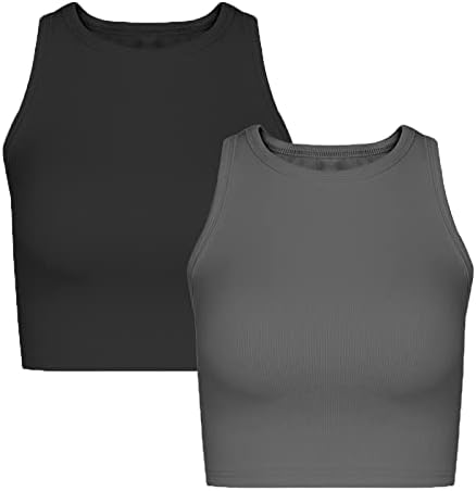 Nicytore 2 парчиња основни непречено спортски резервоар врвови на ракави без ракави за јога тренингот на култури за жени за жени
