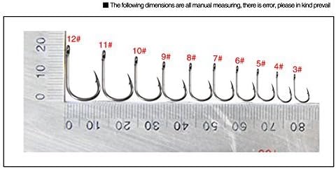 UCEC 500PCS 10 различни димензии на риболов куки за риболов на слатководни рибини со пластична кутија