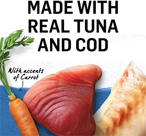 Пурина над дивата фатена туна, дива Алјаска КОД и рецепт на морков во густа храна со мачки - 3 мл. Лименки