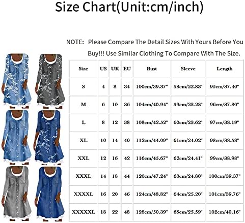 НОКМОПО Секси Фустани Со Плус Големина О-Врат Дигитално Печатење Лажен Дводелен Имитационен Тексас Фустан Со Долги Ракави