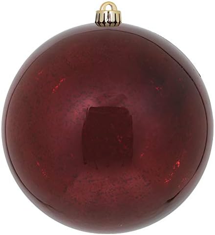 Викерман 8 Божиќен украс топка, Бургундија Сјајна Меркур финиш, распрскувана пластика, Декорација на новогодишно елка