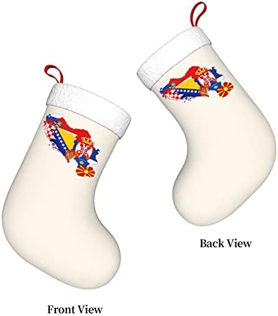 QG ZZX Поранешна мапа на знамето на Југославија, Божиќно порибување на Божиќни чорапи камин, виси чорап 18 инчи, декорација на одмор