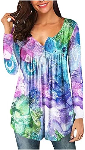 Есен лето плетенка женска облека со долги ракави памучни екипи на вратот графички салон лабава вклопена блуза маичка за жени 99