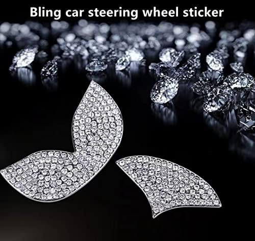 Додатоци за воланот на воланот на Rhinestone Car компатибилни со Mazda Bling Crystal Shine Diamond Apcory Enterion Enteriorts налепница