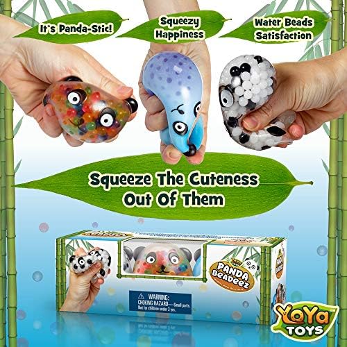 Yoya Toys Beadeez Panda Fress Relief Relies - Fastiess Relieging Wrishy топки за деца и возрасни | Смешна сензорна играчка со фитгет исполнета со монистра со вода - вежбач за прсти на АДХД