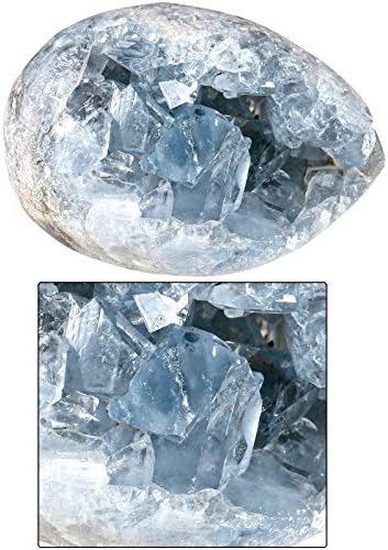 Амогели неправилна сурова сина сина цеститска кристална декор, природен кластер геодес лечен камен, голем