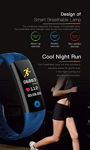 GPPZM Blue Fitness Trackers со стоп -часовник за монитор за срце за спорт, паметен бенд водоотпорен срцев ритам Крвен притисок