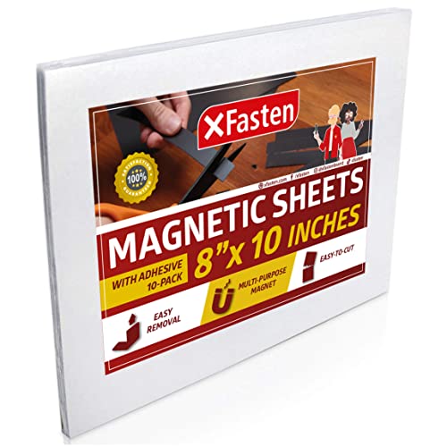 Xfasten Магнетски чаршафи 8x10 инчи 20mil - магнетни лепливи чаршафи -периум кора и стап магнетни чаршафи со лепила за поддршка