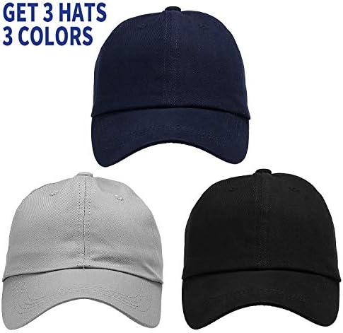 Meinicy 3PCS класична капа за бејзбол, тато капа одговара на мажи, сите памучни направени, прилагодлив низок профил неконструирани