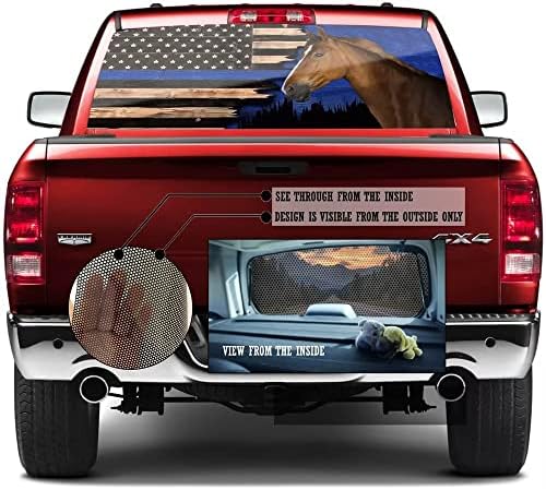 Налепници за Коњски Задни Прозорци За Камиони, Налепници За Прозорци Со Американско Знаме, Нијанса На Заден Прозорец На Фарма Графички Перфориран