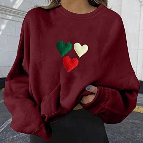 Денот на вљубените Преголем Дуксер На Екипажот Жени Плус Големина Љубовни Писма Печатени Лабави Пуловери Од Руно Блузи Кошули