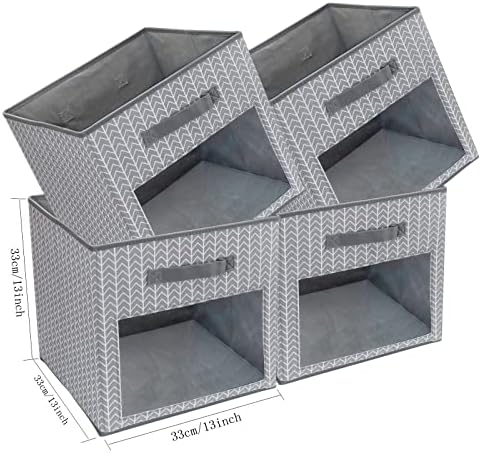Корпа за Складирање на коцки домераакс 4 Пакувајте Со Јасен Прозорец Големи Кутии Кошница Со Рачки Ткаенина Плакарот Организатор