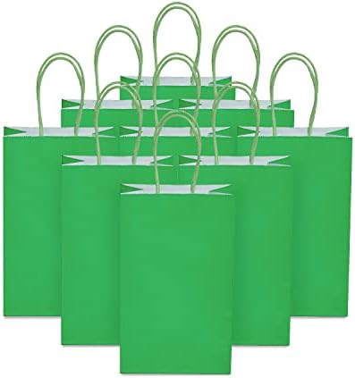 Џинглори 100 Пакувајте Торби За Подароци Од Зелена Хартија Со Мали Димензии Со Рачки На Големо За Забави За Роденденска Свадба За Мали