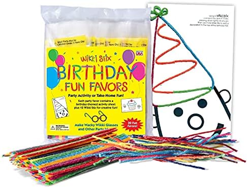 Вики Стикс Роденден Забава Услуги, пакет од 20 индивидуални забава услуги, секој со 12 и роденден тематските игра лист, Направени во САД