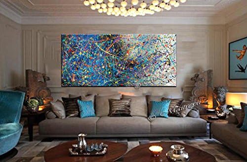 Maitreyii Finearts - Гроздобер убавица 97 - Сликање на acksексон Полок стил, 72 акрилна голема wallидна слика на платно, гроздобер луксузен изглед