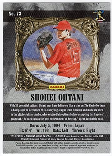 Shohei Ohtani 2018 Panini Diamond Kings Rookie Red Artists Доказ за варијација на фотографијата RC Anaheim Ангели