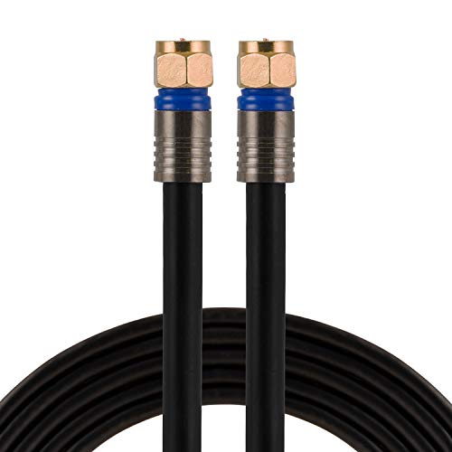 Коаксијален кабел GE RG6, 25 ft. F-Type конектори, Quad заштитен кабел за коакс, 3 GHz дигитален, оценет во wallид, идеален за