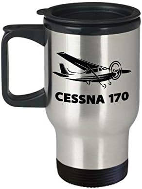 Смешни Cessna 170 Патување Кригла Уникатен Tumbler За Cessna Пилот Авион Авијатичар Мажи Бела Нерѓосувачки Челик 14oz