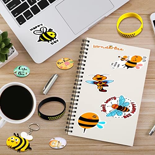 Пчелната Забава Фаворизира Симпатичен Привезок За Пчели Жолти И Црни Пчелни Силиконски Нараквици За Истегнување Налепници За Пчели И Пчелни Копчиња Значки Игличк