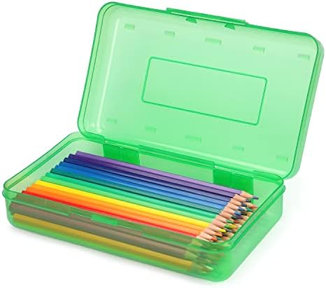 Тамаки 1 пакет Пластична кутија со молив со голем капацитет кутии со молив, јасни кутии со предвремена форма на капакот на капакот и стилски