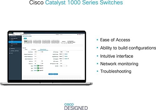 Cisco Catalyst 1000-8FP-E-2G-L мрежен прекинувач, 8 Gigabit Ethernet POE+ пристаништа, буџет од 120W POE, 2 1G SFP/RJ-45 комбо порти, операција