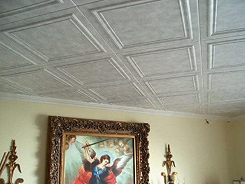 Декоративни тавански плочки од стиропор - 8x зета во природно бело - 50 см x 50 см квадрат - лесен современ изглед на DIY - 8 парчиња.