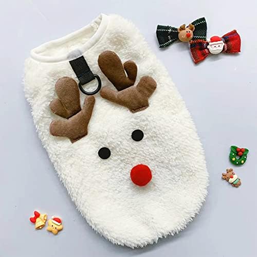 Lalka aniola Dog Christmas Deer undershirt со поводник за зимска зимска должина кучиња пулвер, топла облека за домашни миленици,