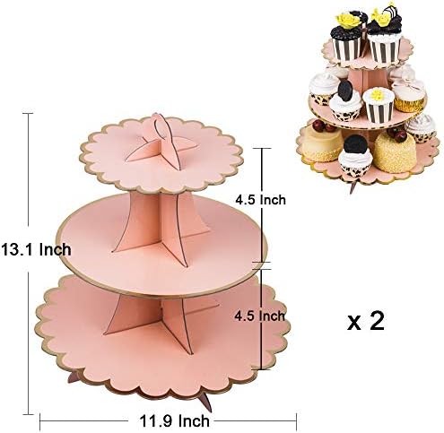 3-Пакување Картонски Штанд За Кекси Десертна Кула 3 ниво + 1тие Штанд За Хартиена Торта