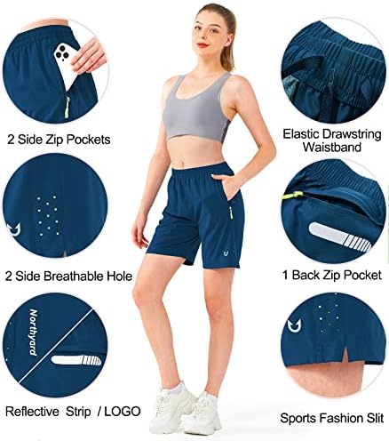 Северно -атлетски атлетски пешачки шорцеви Брзо суви активни лесни шорцеви за теретана со 3 џебови од патент