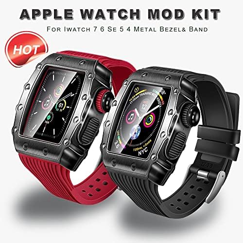 Кавју ремен за Модификација за apple watch mod cit 45 44mm 40mm 41mm Браник Рамка Луксузен Случај Гумен Бенд Iwatch Серија 7 SE 6