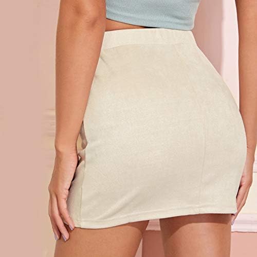 Менхонг половината високо здолниште жени мода директно солидно мини тенок здолниште кратко здолниште здолниште, женски колено должина обична