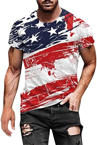 Руируилико машки патриотски маици со Америка, знаме лето лето -случајни врвови за кратки ракави, удобно лабаво вклопување графички блузи кошула