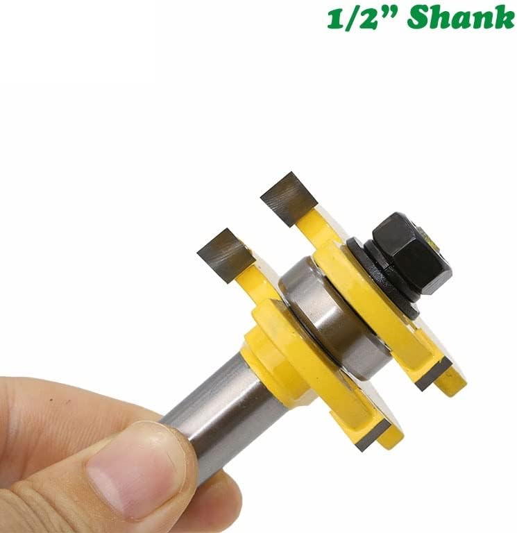 Битс на рутерот Eesll 3pc Постави 1/4 1/2/12mm/8mm 3-Tooth T-Tenon Cutter + 45 ° Tenon Cutter Woodworking Tunfsten Steel Cull Cutter