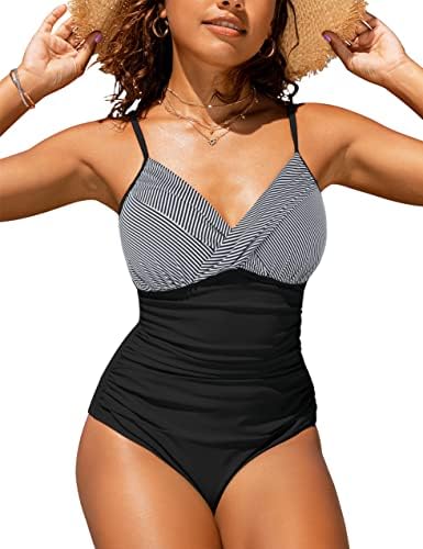 Hilorенски женски едно парче костими за капење предни теки за пливање V вратот затегнат костум за капење монокини контрола на стомакот