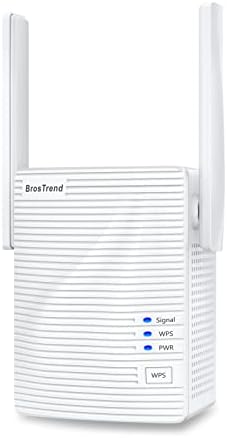 BroStend WiFi Extender AC1200 WiFi засилувач и сигнал засилувач, 1200Mbps двоен опсег WiFi Extender Сигнал засилувач за домашно покривање до 1600 кв.м. Интернет засилувач, лесно поставување на